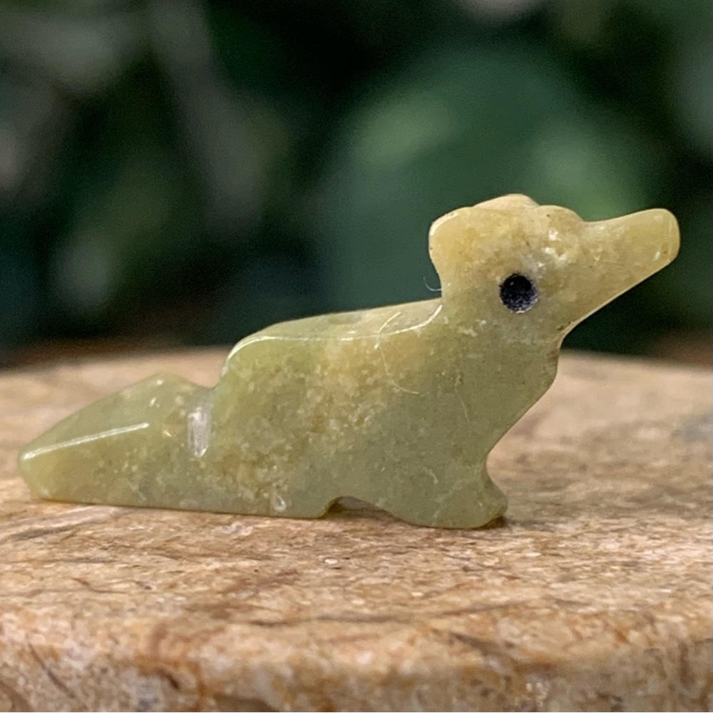 Vintage Native American Zuni Serpentine Bird Fetish Bead Hand Carved Animal .9"